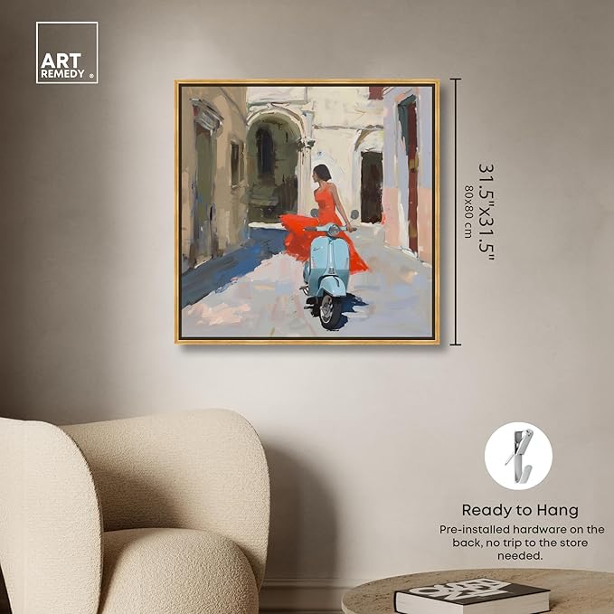 Art Remedy Venice Visits Canvas Classic Landscape Art, Gold Frame, 30" x 30"