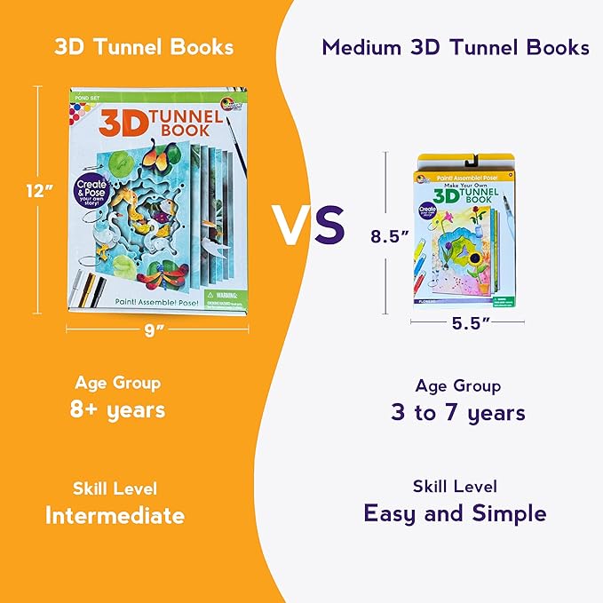 MAKE YOUR OWN 3D TUNNEL BOOK - FLOWERS & MINI POTS | Medium Size DIY Book Art & Craft Kit | Build, Paint & Draw Your Own Book with Mini Animals | Award-Winning STEAM Stationary Set | Ages 3+