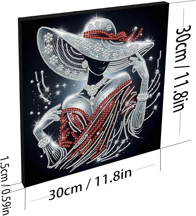 DIY Pearl Painting Kit with Wooden Frame, 3D Plastic Pearl Gemstone Ocean Art Craft for Adults Beginners, Diamond Art Kits for Adults, Home Wall Decor Ready Gift for Women(Red Dress Woman)(30 * 30cm)
