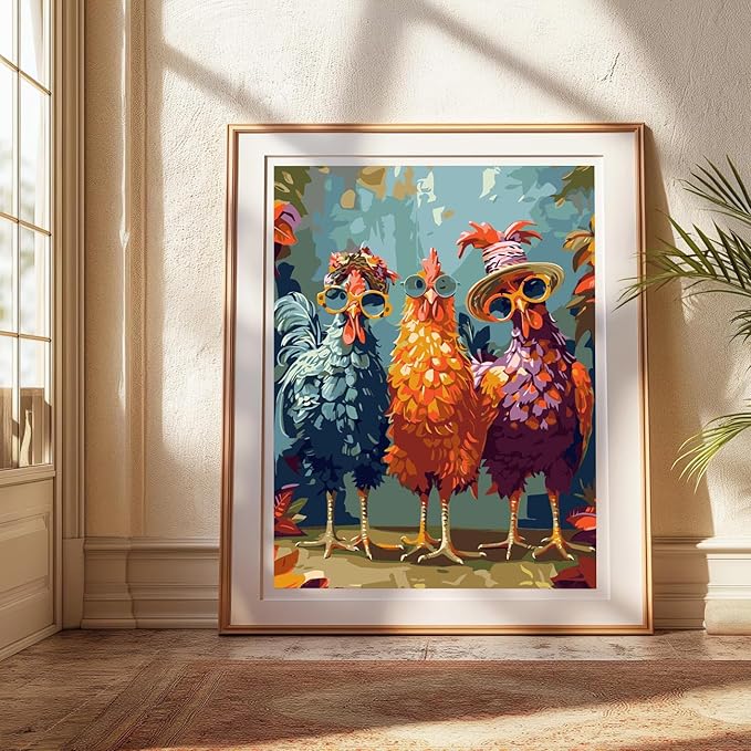 Paint by Numbers Kit for Adults Beginners,Animal Digital Painting for Home Wall Decoration and Gifts,Abstract Rock Chicken Frameless Beginner DIY Acrylic Watercolor Oil Painting (16x20 inches)