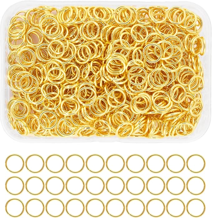 Mandala Crafts Assorted Gold Color Jump Rings Jewelry Findings Metal O Rings for Jewelry Making Supplies - 400 9mm Small Open Jump Rings Kit for Necklace Earring