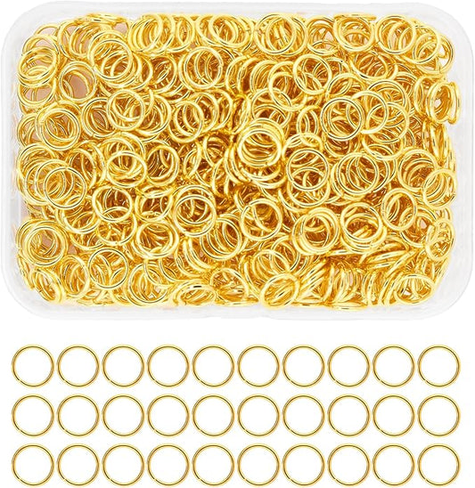Mandala Crafts Assorted Gold Color Jump Rings Jewelry Findings Metal O Rings for Jewelry Making Supplies - 400 9mm Small Open Jump Rings Kit for Necklace Earring