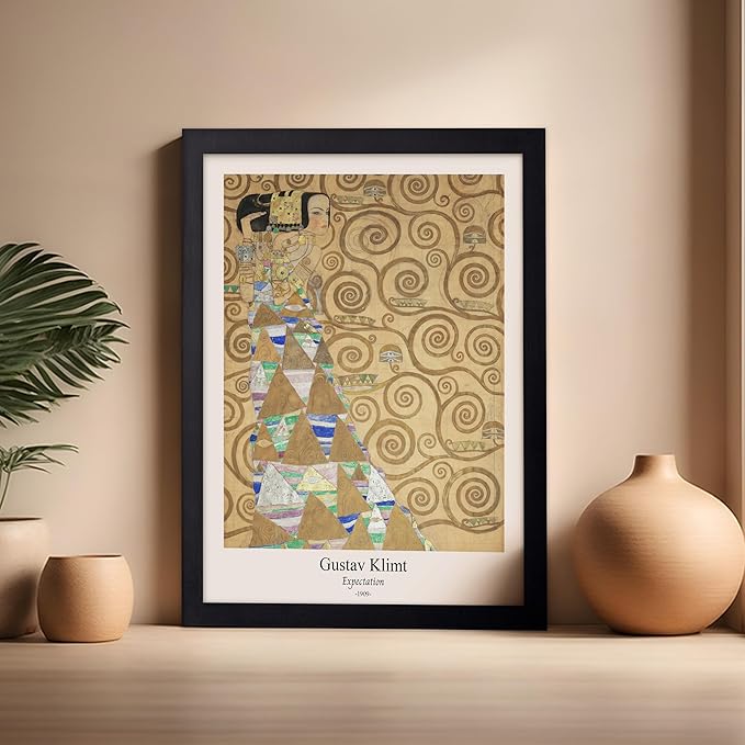 Poster Master Vintage Gustav Klimt Poster - Retro Expectation Print - Art Nouveau - Symbolism Art - Abstract Art - Aesthetic Art - Classic Painting - Living Room Wall Decor - 16x20 Black Framed