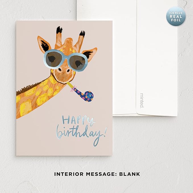 Minted Kids Birthday Cards Pack, Set of 5, Kids Greeting Card Variety Pack, Fun & Cute Folded Greeting Cards With Envelopes, Unique Happy Birthday Stationery Cards, Designed by Independent Artists