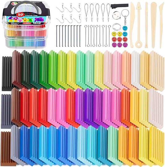 CiaraQ Polymer Clay Starter kit, Oven Bake Modeling Clay with Sculpting Tools, 50 Colors, 0.88oz/Block, 3.46 lbs