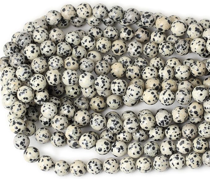 35PCS 10mm Natural Dalmatian Stone Round Loose Beads for Jewelry Making DIY Findings 1 Strand 15"
