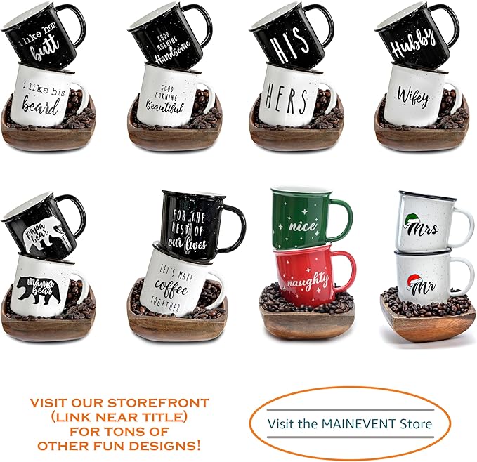 MAINEVENT His And Hers Mugs Set Of 2 Coffee Mug 11 Ounce, Cute Matching Coffee Mug Couples for Anniversary, Engagement Him Her Gift