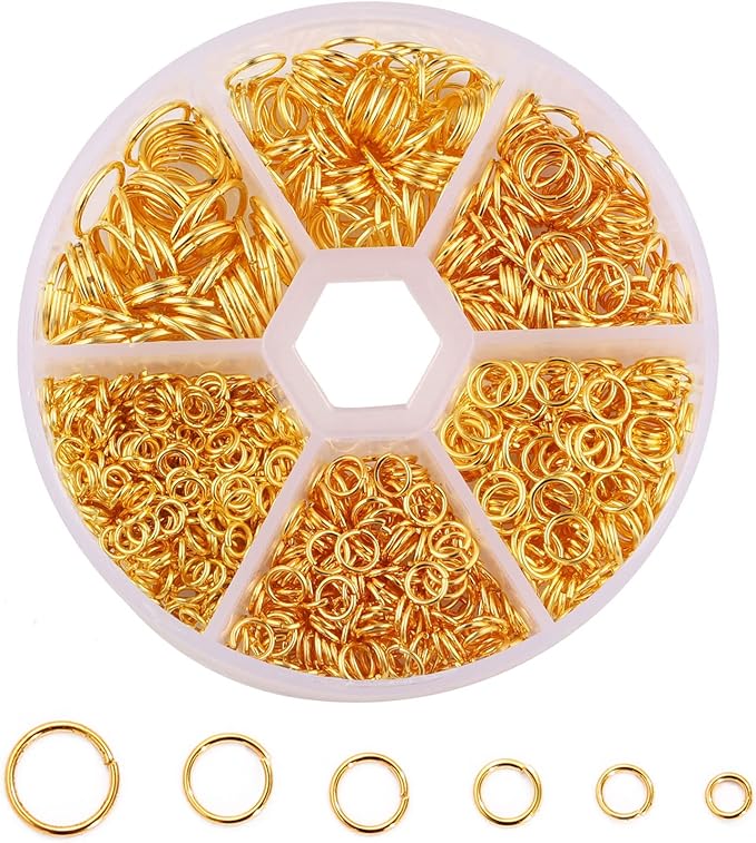 Gold Jump Rings 4mm 5mm 6mm 7mm 8mm 10mm Open Jump Rings Jewelry Making Supplies Jump Ring for DIY Bracelet Earrings Necklace Jewelry Findings Connectors O Ring