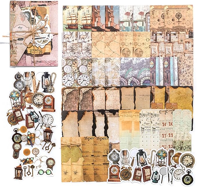 100PCS Vintage Journaling Scrapbooking Supplies Ephemera Pack for Junk Journal Bullet Journals Planners Decoupage Paper Scrapbook Stickers Aesthetic Cottagecore Collage Craft Album (Adventure Tours)