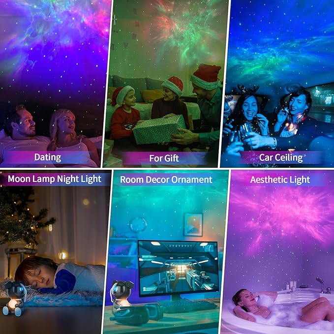 Astronaut Galaxy Projector, Star Projector with Timer and Remote, Night Light with Moon Lamp, LED Nebula Lamp for Kids Adults, Room Decor Gift (Black)