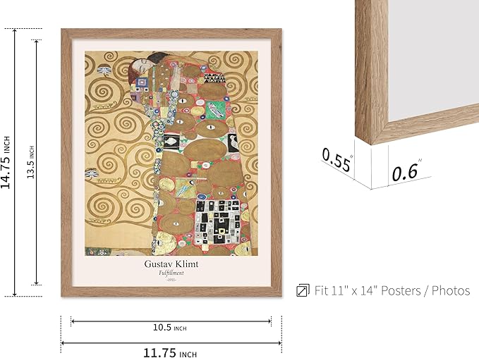 Poster Master Vintage Gustav Klimt Poster - Retro Fulfillment Print - Art Nouveau - Abstract Art - Symbolism Art - Aesthetic Art - Classic Painting - Living Room Wall Decor - 11x14 Beige Framed