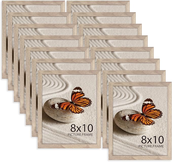 Memory Island 8x10 Photo Frames for Wall and Tabletop Display, 8 by 10 Walnut Wood Grain Picture Frames with HD Plexiglass, Set of 15