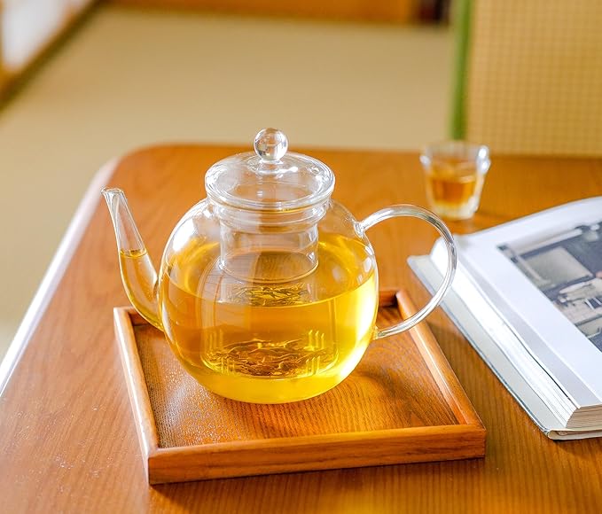 1530 ml/52 oz Large Glass Teapot with Removable Infuser, Clear Tea Kettle Stovetop Safe for Loose Leaf and Blooming Tea, Tea Lover's Choice,Gifts for Christmas