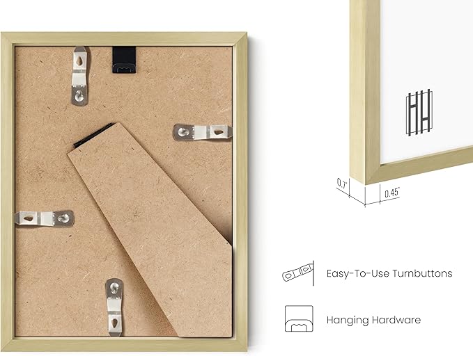 HAUS AND HUES 6x8 Gold Metal Picture Frames - Gold Frames 6x8 - Features Premium Aluminum, Vertical Hanging, Easel Back for Tabletop, Home, Office (6x8 in, Set of 4)