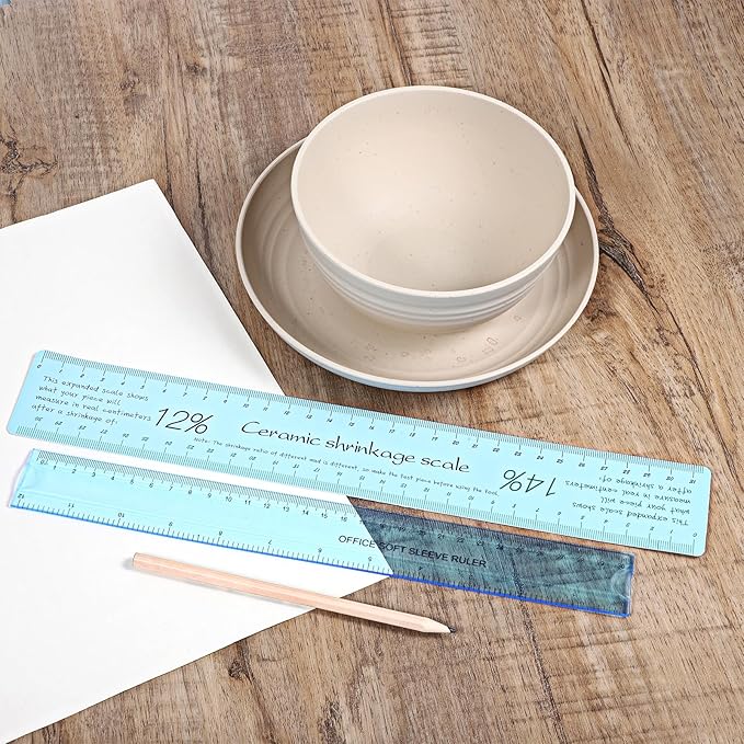 2 Pcs Ceramic Shrinkage Scale Ruler, Ceramic Measuring Ruler Clay Sculpture Ceramics Measuring Rulers Pottery Tool Rulers Flexible Straight for Carving Shaping Clay Sculpture Modeling