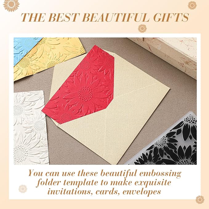 Geiserailie 1 Pcs Embossing Folders Embossing Machine Template Paper Card Folders for Christmas Card Making DIY Flower Scrapbook Photo Album Craft Decoration 5.9 x 4.1 Inch (Sunflower Style)