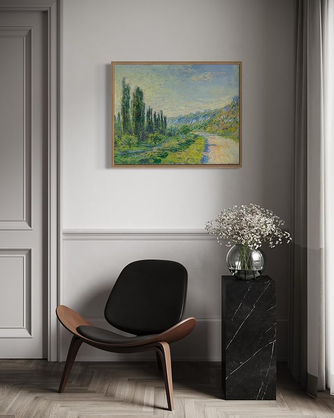 La Route De Vétheuil Claude Monet Wall Art Print Poster, Impressionist Painting Wall Art Wall Decor, for Bedroom and Living room Bathroom Decor 115 (La Route De Vétheuil, 11 x 14 inches, Wood Frame)