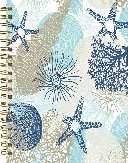 Spiral Journal Notebook,A5 Hardcover Lined Journals for Women 6 x 8.3 in,60 Sheets 120 Pages Thick Paper,Cute College Ruled Writing Notebook for Office Work School(Cute Algae Corals Seashells)