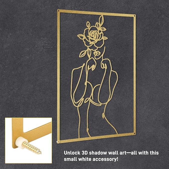 GOKURVG Abstract Metal Wall Art, 3D Hollow-out Wall Décor, 16.5x12.5in Set of 3 Wall Art for Bedroom Living Room Office Unique Minimalist Hanging Sculpture Glod