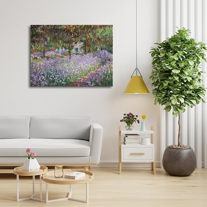 Wieco Art Canvas Print Wall Art Irises in Monet's Garden,1900 by Claude Monet Impressionism Art Print Picture Artwork for Living Room Bedroom Home Kitchen Decorations