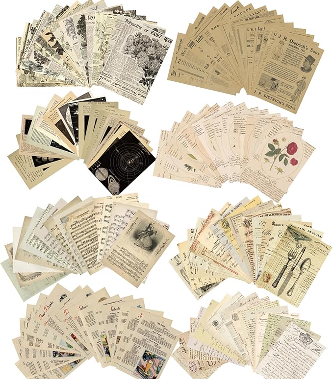 240 Sheets Collage Material Vintage DIY Scrapbook Paper Journaling Scrapbooking Supplies for Notebook Decor Cottagecore Picture Frames DIY Bullet Journal Artwork Art Collage