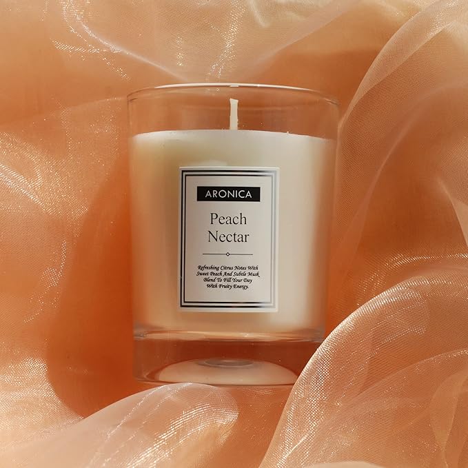 Aronica Fresh Fruity Candles Gift Set - Honeycrisp Apple, Peach Nectar, Cinnamon Vanilla, Cute Hostess Gift Holiday, Nice Christmas Presents for White Elephant