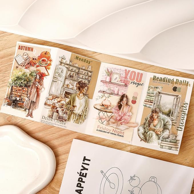 Snycler 2 Books for Girls Journaling People Stickers for Scrapbooking 480 Pre-Cut Pet Transparent Stickers for Journaling Scrapbooking Supplies