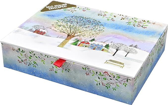 Village Twilight Deluxe Boxed Holiday Cards (20 cards, 21 self-sealing envelopes)