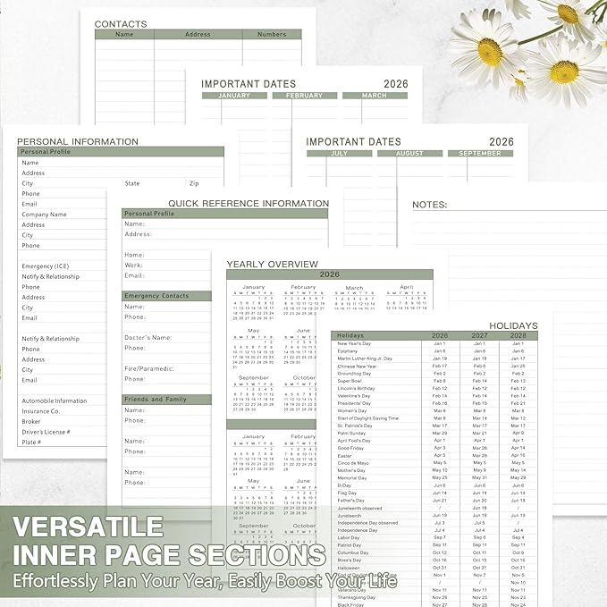 GuassLee 2026 Planner, Weekly and Monthly Planner from January 2026-December 2026, 8.4"x 6.1" Aesthetic Beige Agenda Book with Back Pocket, Stickers, Coated Tabs for School Office Supplies, A5 Size