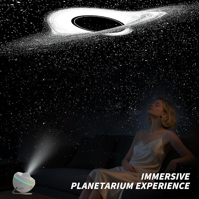 Galaxy Projector, Star Projector Home Planetarium Space Ceiling Starry Sky Night Light with Light Strip, Meteor and Galaxy Projector for Kid Adult Bedroom Christmas Gift (White)