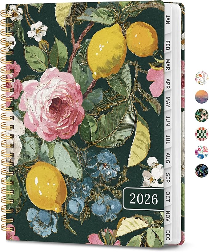2026 Planner, Weekly and Monthly Calendar Planner for Women, Jan 2026 - Dec 2026, Hardcover Planning Agenda book with Tabs, Spiral Bound, Inner Pocket, Perfect for School Office Supplies, 6.3" x 8.5" - Colorful Painting