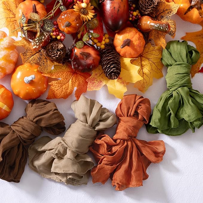 20 Pack Fall Cheesecloth Napkins Washable Thanksgiving Cloth Napkins Set of 20 Cotton Gauze Dinner Table Napkins Bulk 21x21 Inches for Friendsgiving Wedding Bridal Baby Shower Party Decor