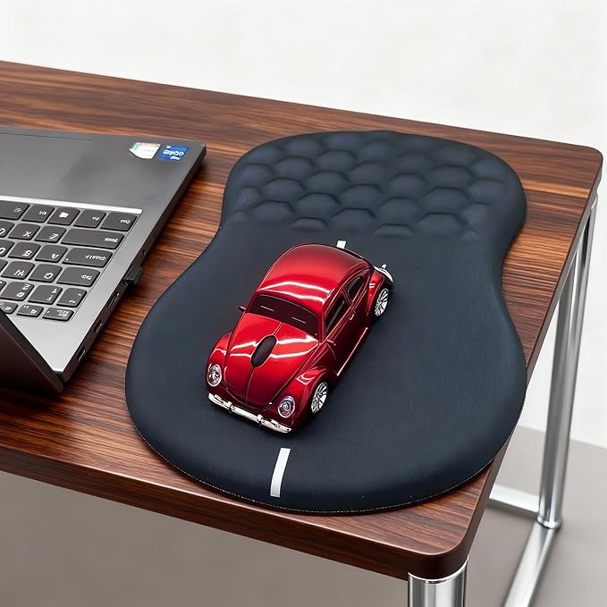 Road Mouse Pad for Car Mouse with Wrist Rest, Ergonomic Mousepad for Wrist Pain Relief with Wrist Support, 12L x 8W inches