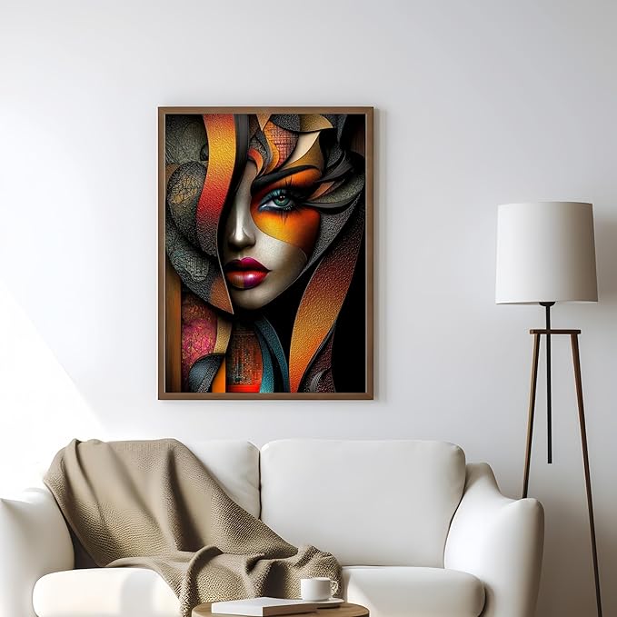 Abstract Beautiful Woman 5D DIY Diamond Painting Kits for Adults, Diamond Art Kits for Beginners, Full Drill Dot Painting Gem Art Kits for Home Wall Decor11.8 x15.7 Inch