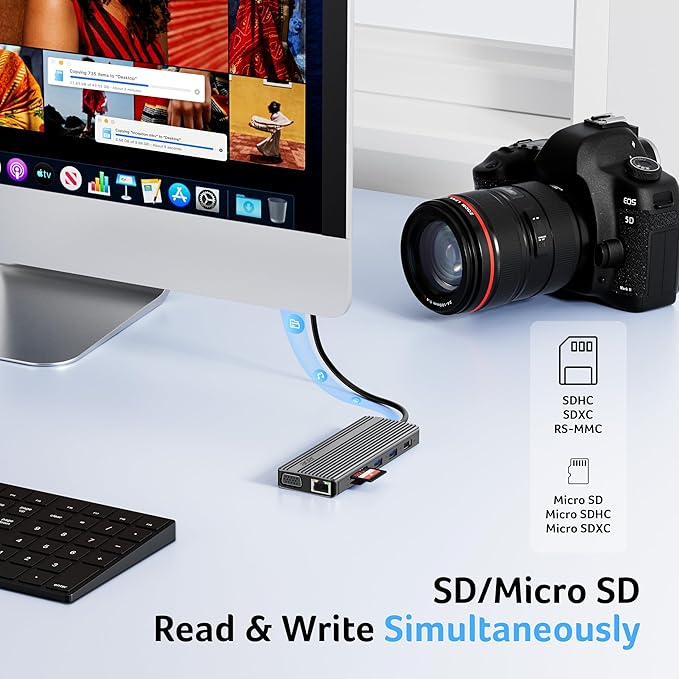 Acer 11 in 1 USB C HUB Multiport Adapter with 4K@60Hz HDMI, 1080P VGA, 2x10Gbps USB C, 2x5Gbps USB A, 100W PD Port, 1000Mbps Ethernet, SD/TF, Docking Station Dual Monitor for PC, Laptop, Desktop