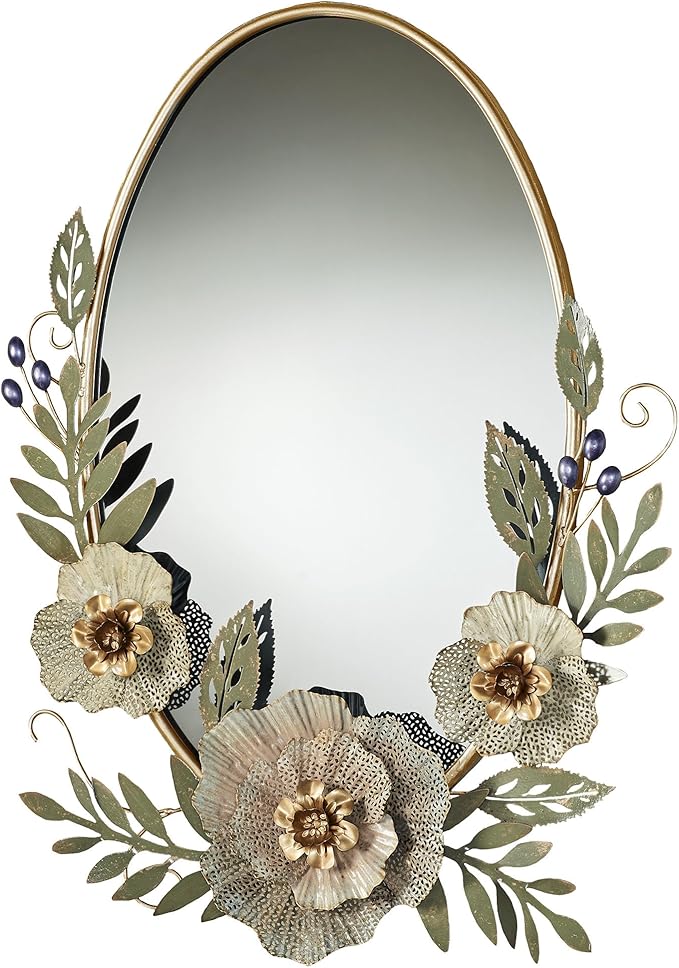 Touch of Class Forever Blooms Pastel Floral Oval Wall Mirror