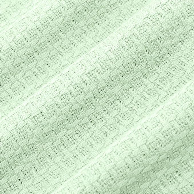 Sweet Home Collection 100% Fine Cotton Blanket Luxurious Weave Stylish Design Soft and Comfortable All Season Warmth, Full/Queen, Mint (Pack of 6)