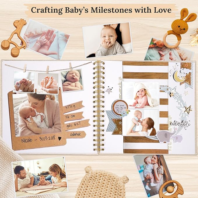 Scrapbook Photo Album Linen Cover, 10 x 10 Inch Hardcover Kraft White Pages Memory Book, for Travel Wedding Guest Book Christmas Baby Shower (40 Sheets/ 80 Pages,Grey)