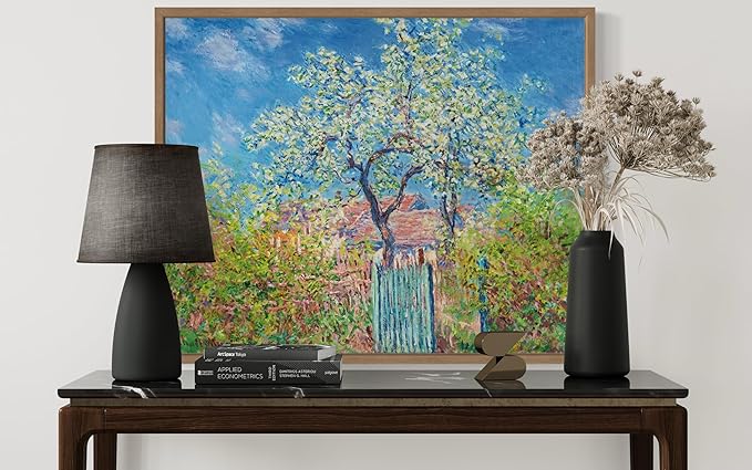 Poirier En Fleurs Claude Monet Wall Art Print Poster, Impressionist Painting Wall Art Wall Decor, for Bedroom and Living room Bathroom Decor 115 (Poirier En Fleurs, 8 x 10 inches, Wood Frame)