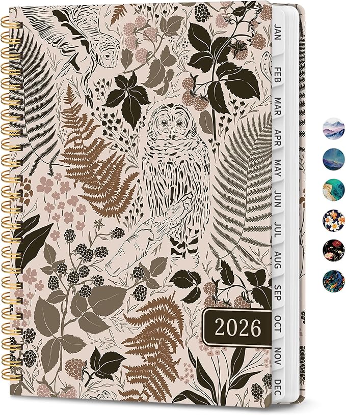 2026 Planner, Monthly and Weekly Calendar Planner for Women, Jan 2026 - Dec 2026, Hardcover Pretty 2026 Agenda Planner Book with Tabs, Spiral Bound, Perfect for School Office Home Supplies, 8.5" x 11" - Magical Forest
