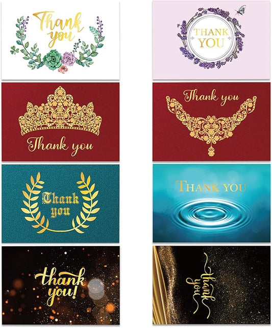 ACELION (48Pack) Thank You Cards Set with Envelopes, Gold Foil Thank You Notes Sticker Greeting Gift Card Bridal Baby Shower, Wedding,Engagement, Birthday, Business, Graduation