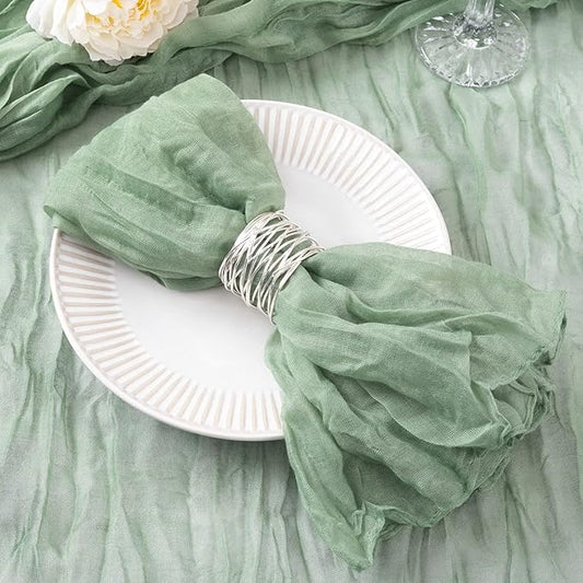 20 Pack Sage Green Cheesecloth Napkins Spring Cloth Napkins Set of 20 Sage Dinner Napkins Bulk 21x21 Inches for Wedding Bridal Shower Baby Shower Valentine's Day