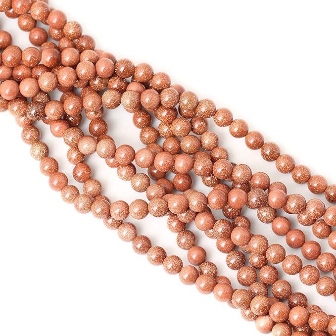 45PCS 8mm Gold Sandstone Gemstone Round Loose Beads for Jewelry Making 1 Strand 15"