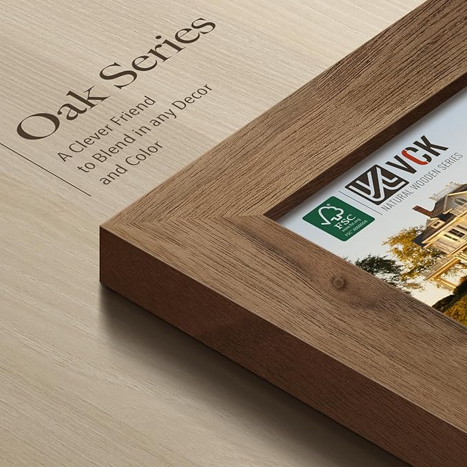 VCK 14x24 Poster Frame 3 Pack - Brown Walnut, Natural Textured Solid Wood Picture Frame, Wall Gallery Frame