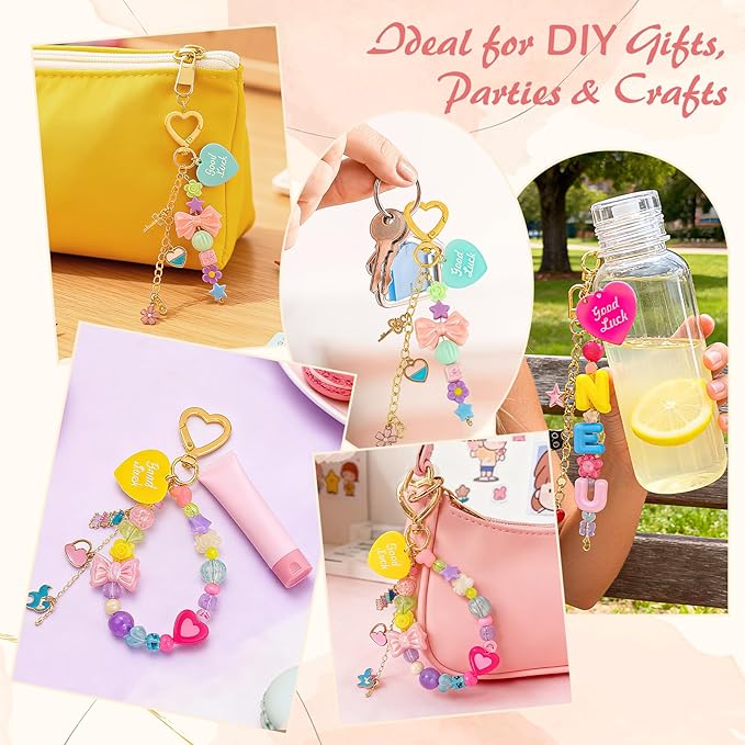 Ecoofor 501 Pcs Keychain Making Kit for Kids & Adults – Includes 30 Keychain Clips, 40 Extender Chains, 178 Charms, Beading Accessories, Jewelry Pliers – DIY Bag Charms & Jewelry Craft Kit Supplies