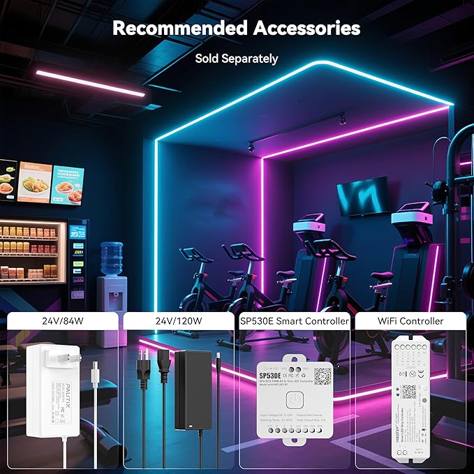 PAUTIX RGB COB LED Strip Light 24ft/7.5m,UL Listed 24V Color Changing Light Strips with 6300LEDs Multicolor Flexible Tape Lights for TV,Room,Bedroom,Party DIY Decoration(Power Supply Not Included)