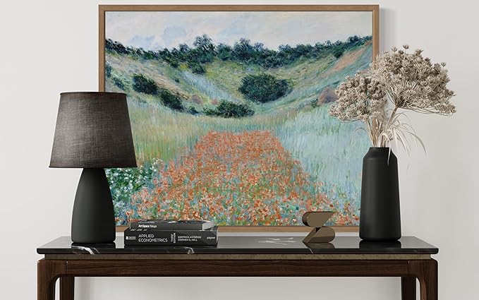 Poppy Field Claude Monet Wall Art Print Poster, Impressionist Painting Wall Art Wall Decor, for Bedroom and Living room Bathroom Decor 115 (Poppy Field, 8 x 10 inches, Wood Frame)