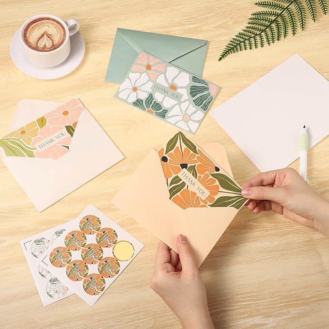 Thank You Cards with Envelopes, 36 Pack Thank You Cards Bulk with Envelopes & Stickers 4x6 Inch Greeting Card for Birthday, Wedding, Baby Shower, Graduation, Bridal Shower, Business