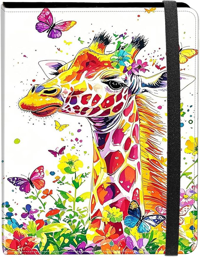 Photo Album 4x6-120 Photos Capacity,PU Leather Cover with Elastic Band,High Definition Waterproof PP Pages for Family Wedding Anniversary Baby Record,Colorful Giraffe