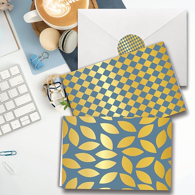 Smart Scribble 50 Blank Cards and Envelopes, Assorted Greeting Cards for All Occasions, 4x6” Blank Note Cards with Envelopes and Matching Stickers- 10 Elegant Designs, Thank You Card Assortment Pack,